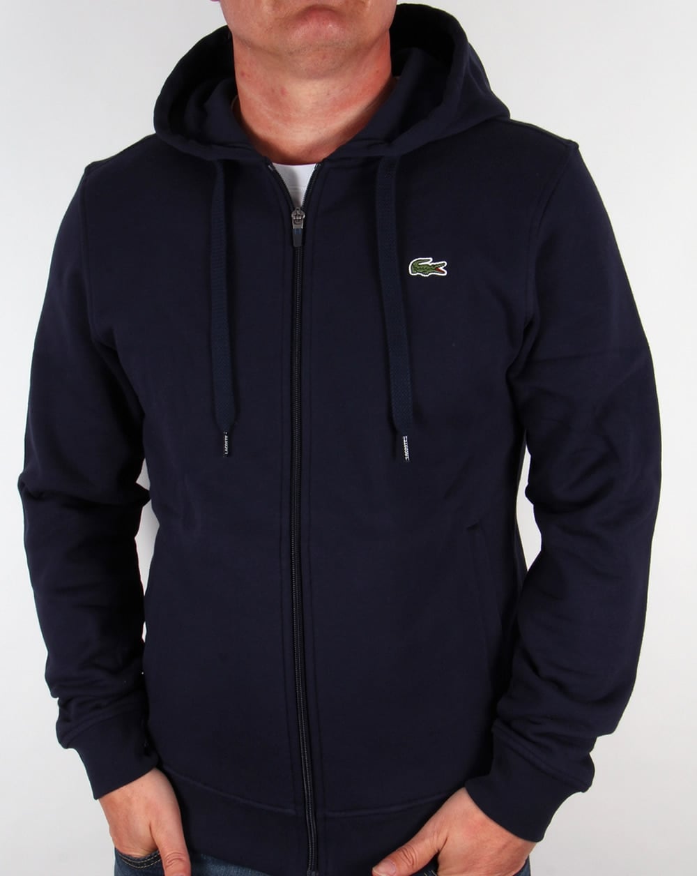 Lacoste Zip Through Hooded Sweatshirt in Navy
