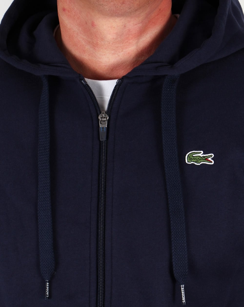 Lacoste Zip Through Hooded Sweatshirt in Navy