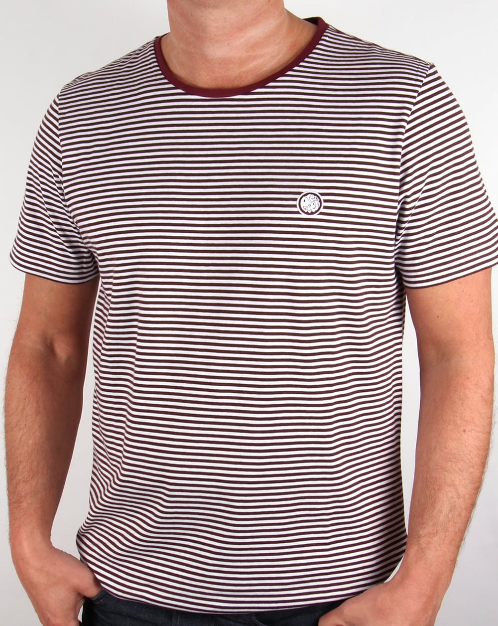 Pretty Green Striped Feeder T-shirt Burgundy