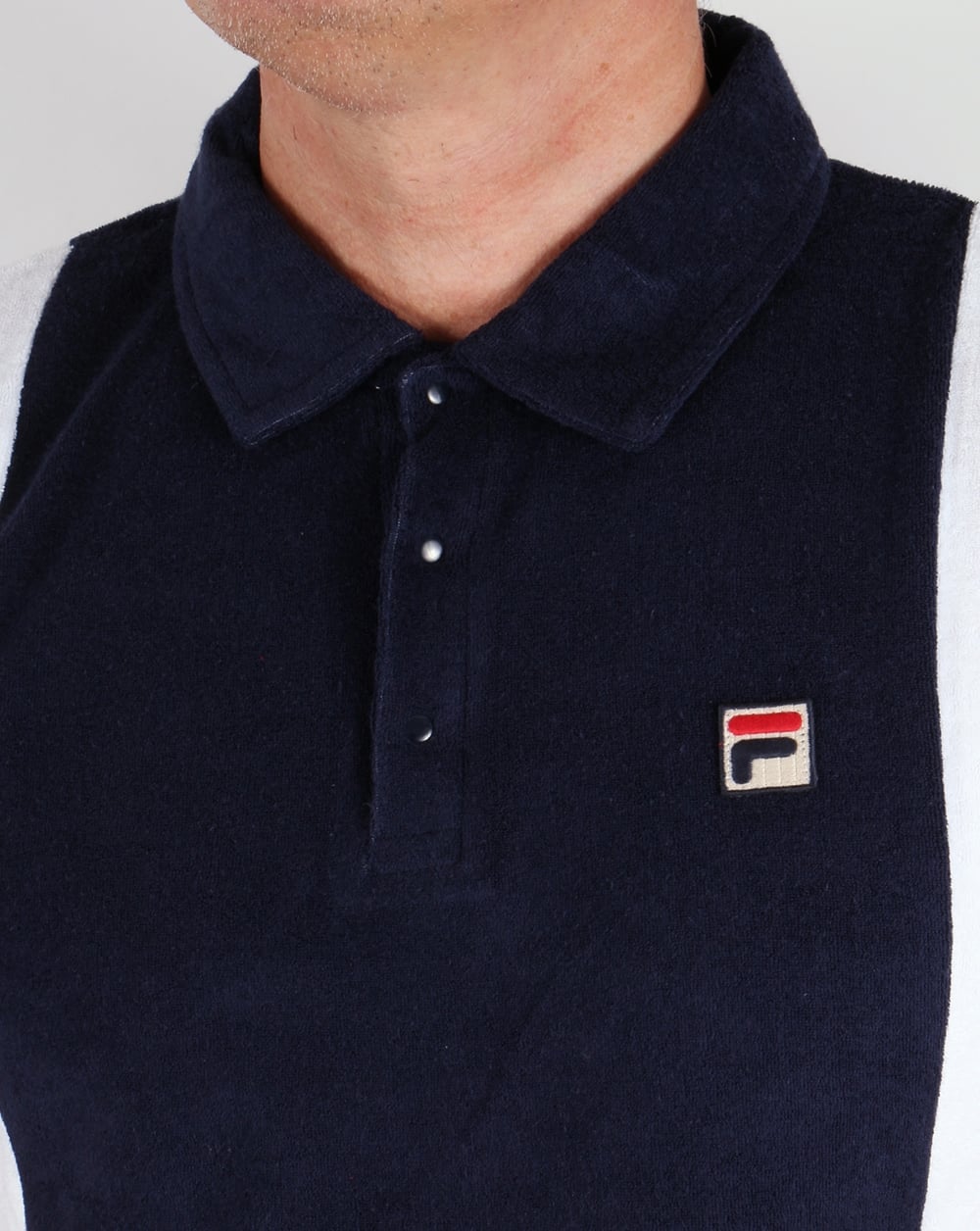 Fila Vintage Terry Polo Shirt Navy/White/Red
