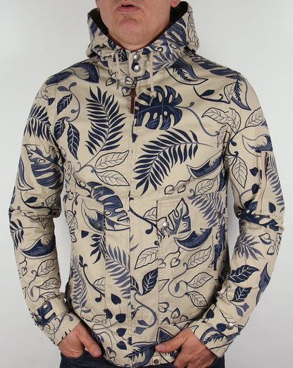 Pretty Green Wren Printed Jacket Navy/stone