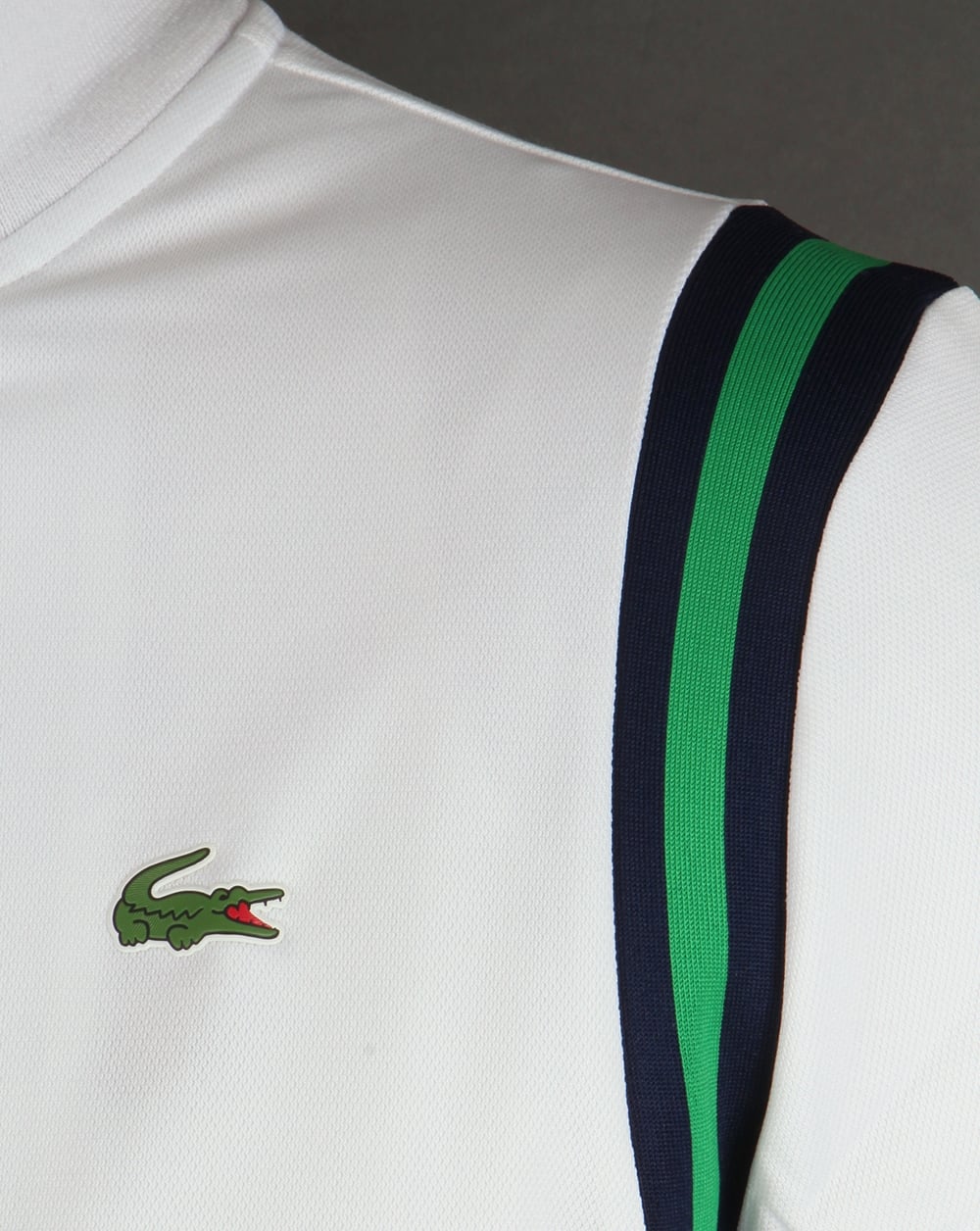 Lacoste Shoulder Stripe Track Top White/Green/Navy