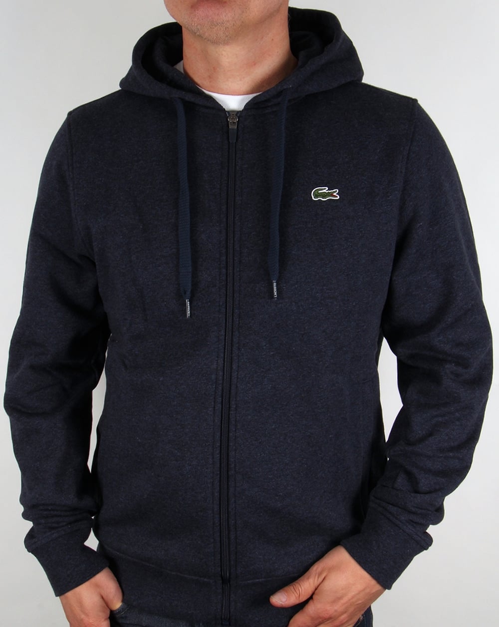 Lacoste Hooded Full Zip Sweatshirt Navy Marl