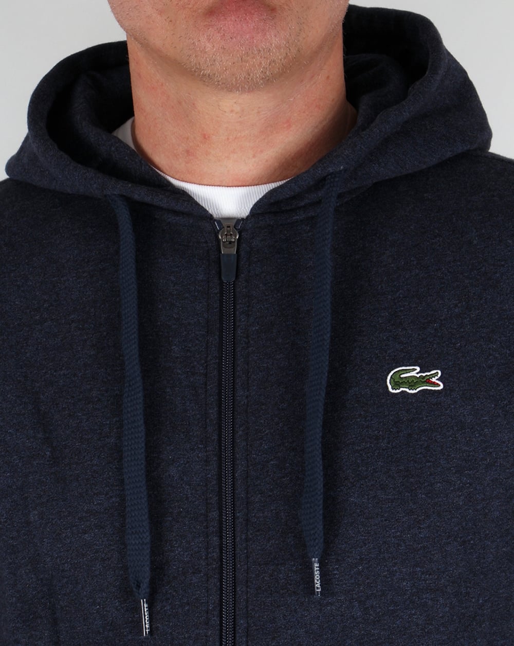 Lacoste Hooded Full Zip Sweatshirt Navy Marl