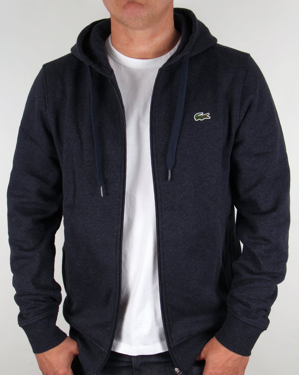 Lacoste Hooded Full Zip Sweatshirt Navy Marl