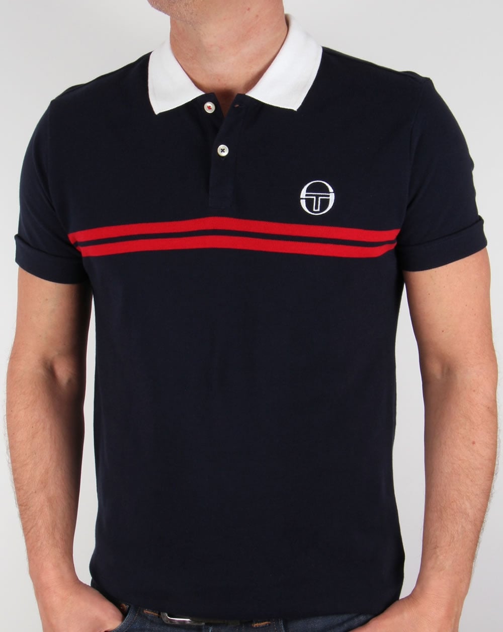 Sergio Tacchini Super Mac Polo Shirt Navy/White/Red