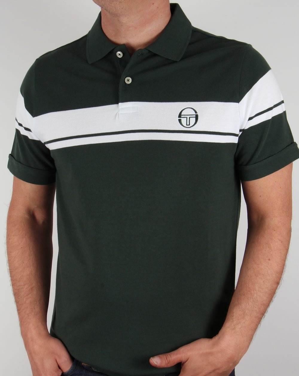Sergio Tacchini Young Line Polo Shirt Forest Green/White