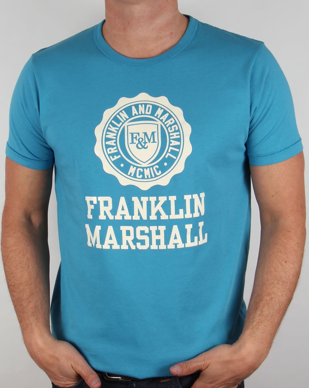 Franklin And Marshall Large Logo T-shirt Cloud Blue