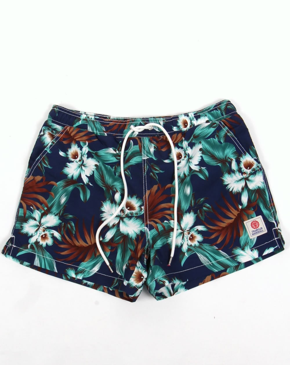 Franklin And Marshall Floral Beach Shorts Vintage Blue