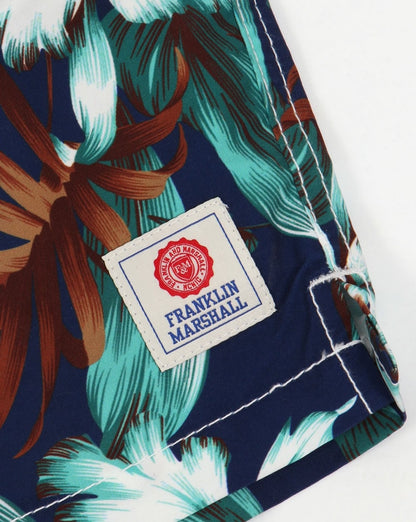 Franklin And Marshall Floral Beach Shorts Vintage Blue
