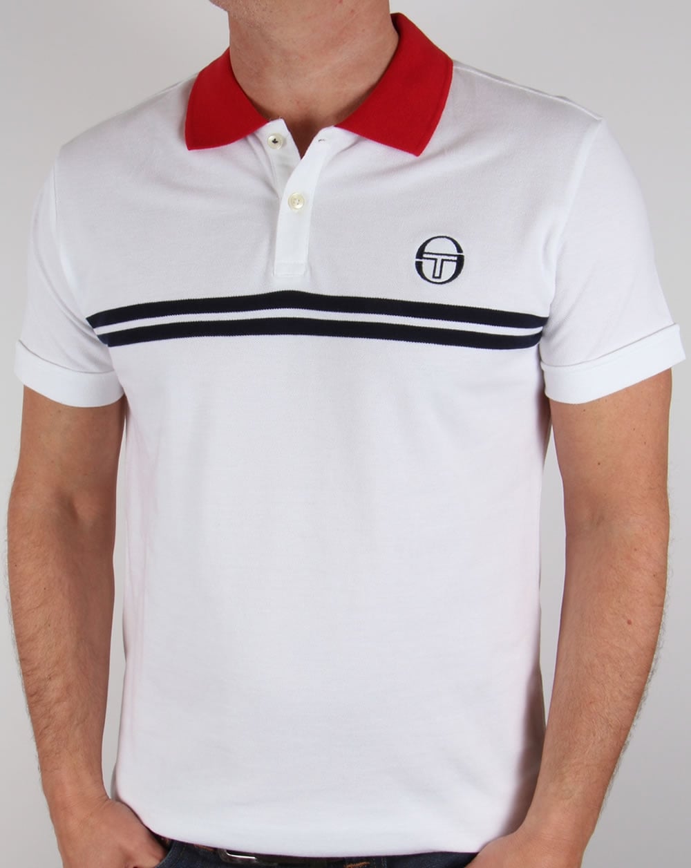 Sergio Tacchini Super Mac Polo Shirt White/Red/Navy