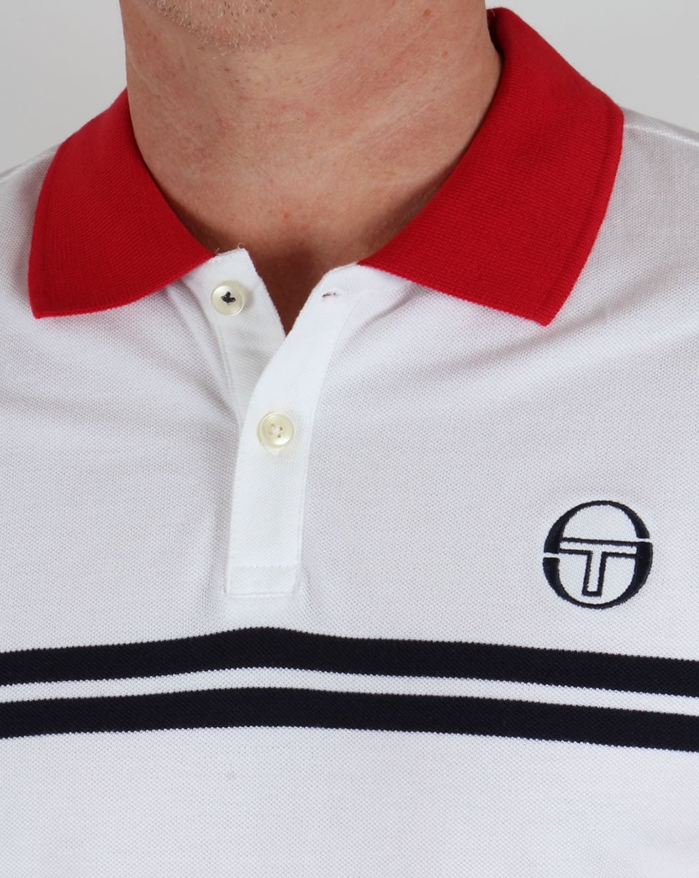 Sergio Tacchini Super Mac Polo Shirt White/Red/Navy