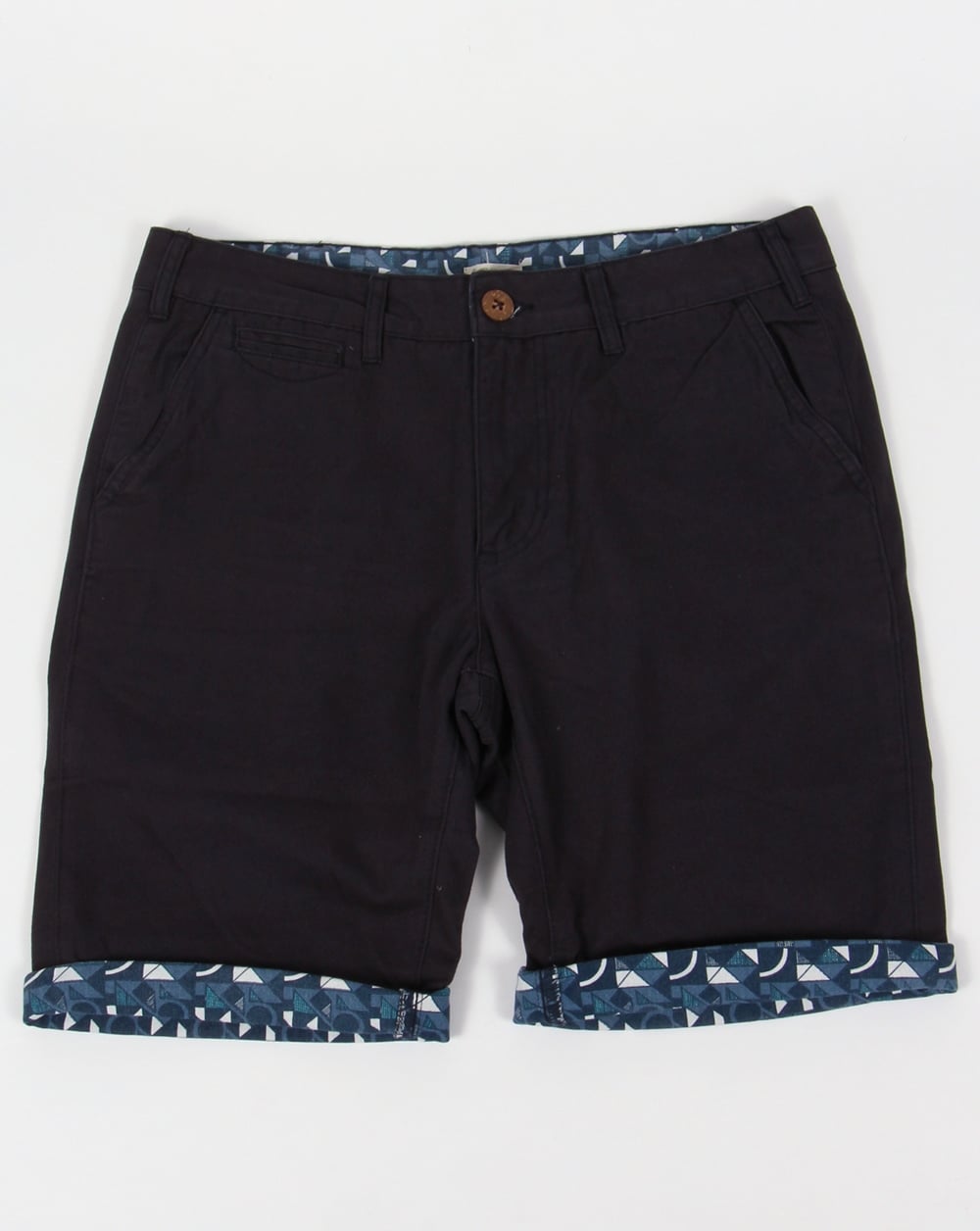 Bellfield Turn Up Printed Shorts Navy