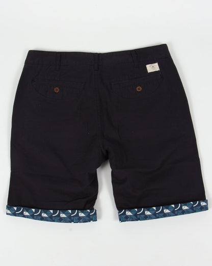 Bellfield Turn Up Printed Shorts Navy