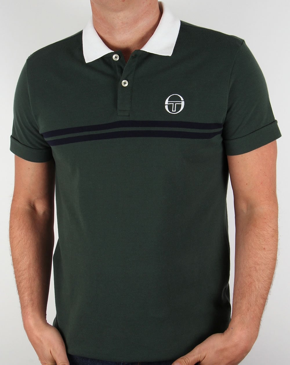 Sergio Tacchini Super Mac Polo Shirt Forest Green/White