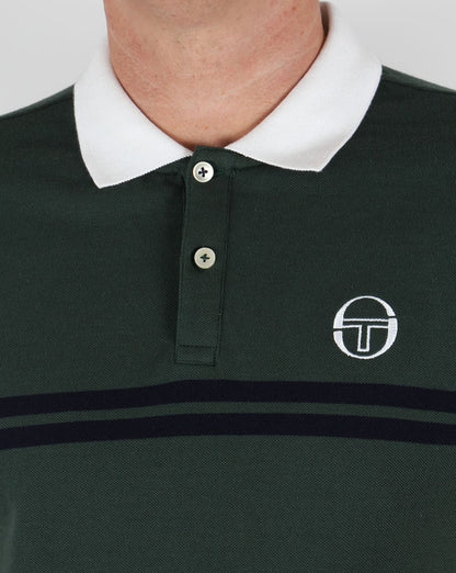Sergio Tacchini Super Mac Polo Shirt Forest Green/White