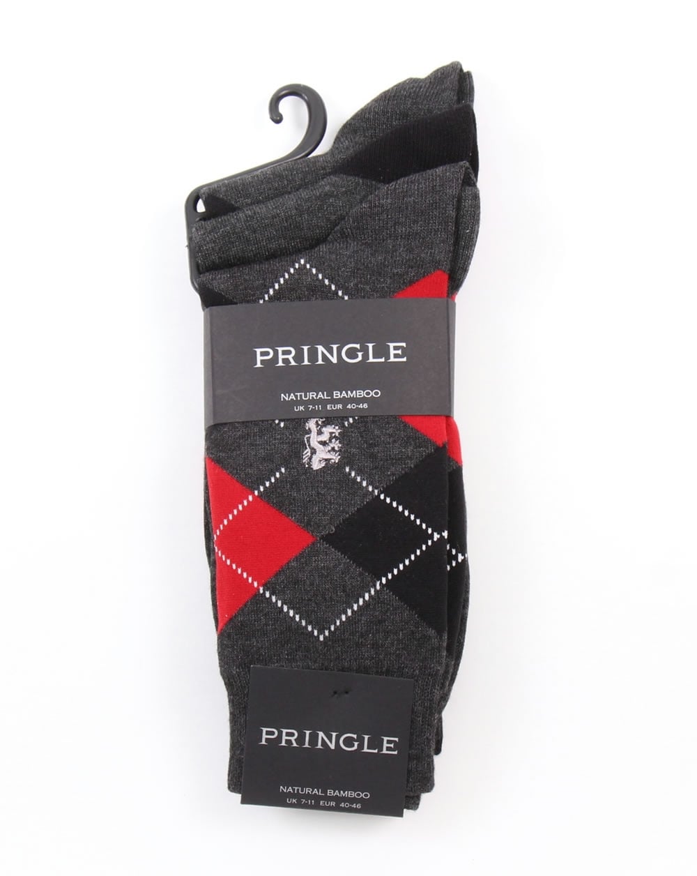 Pringle Waverley Argyle Socks Charcoal/Red