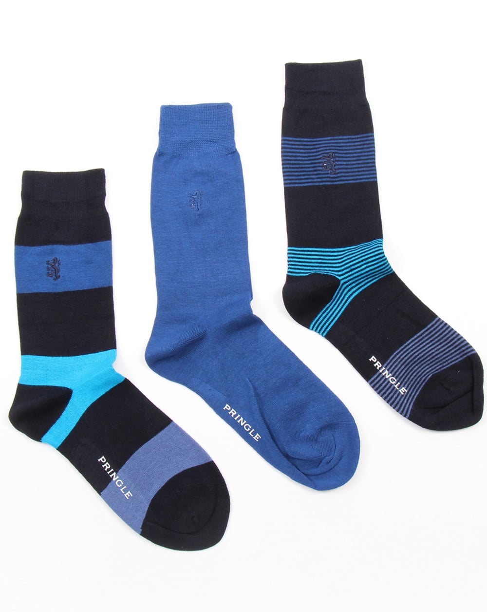 Pringle Bamboo Wide Stripe Socks Navy/Blue
