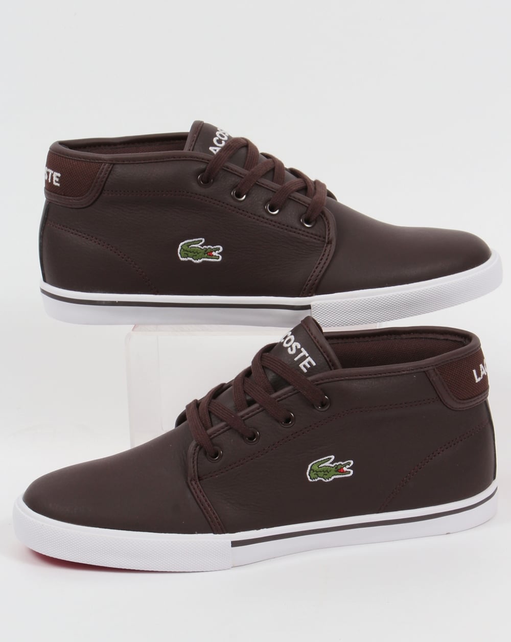 Lacoste Ampthill Leather Trainers Dark Brown