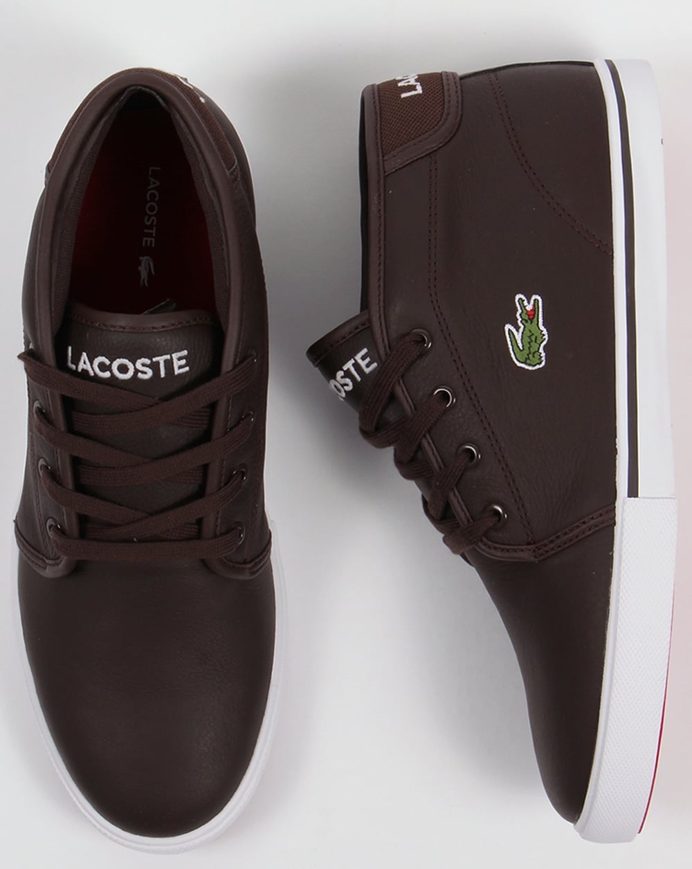 Lacoste Ampthill Leather Trainers Dark Brown