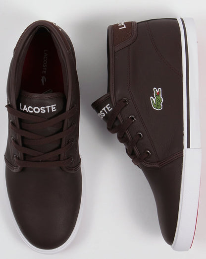 Lacoste Ampthill Leather Trainers Dark Brown