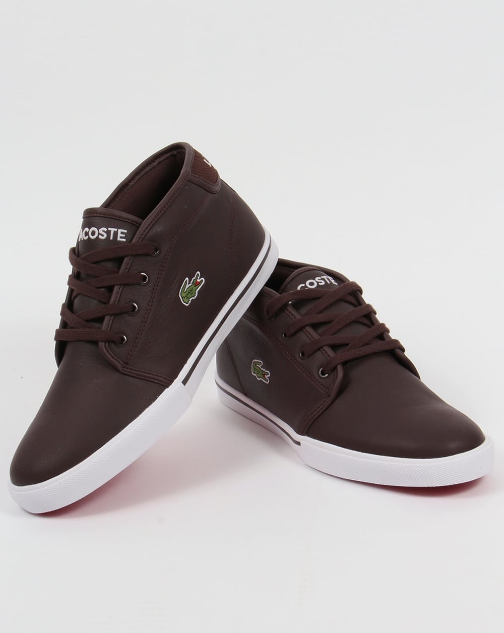Lacoste Ampthill Leather Trainers Dark Brown