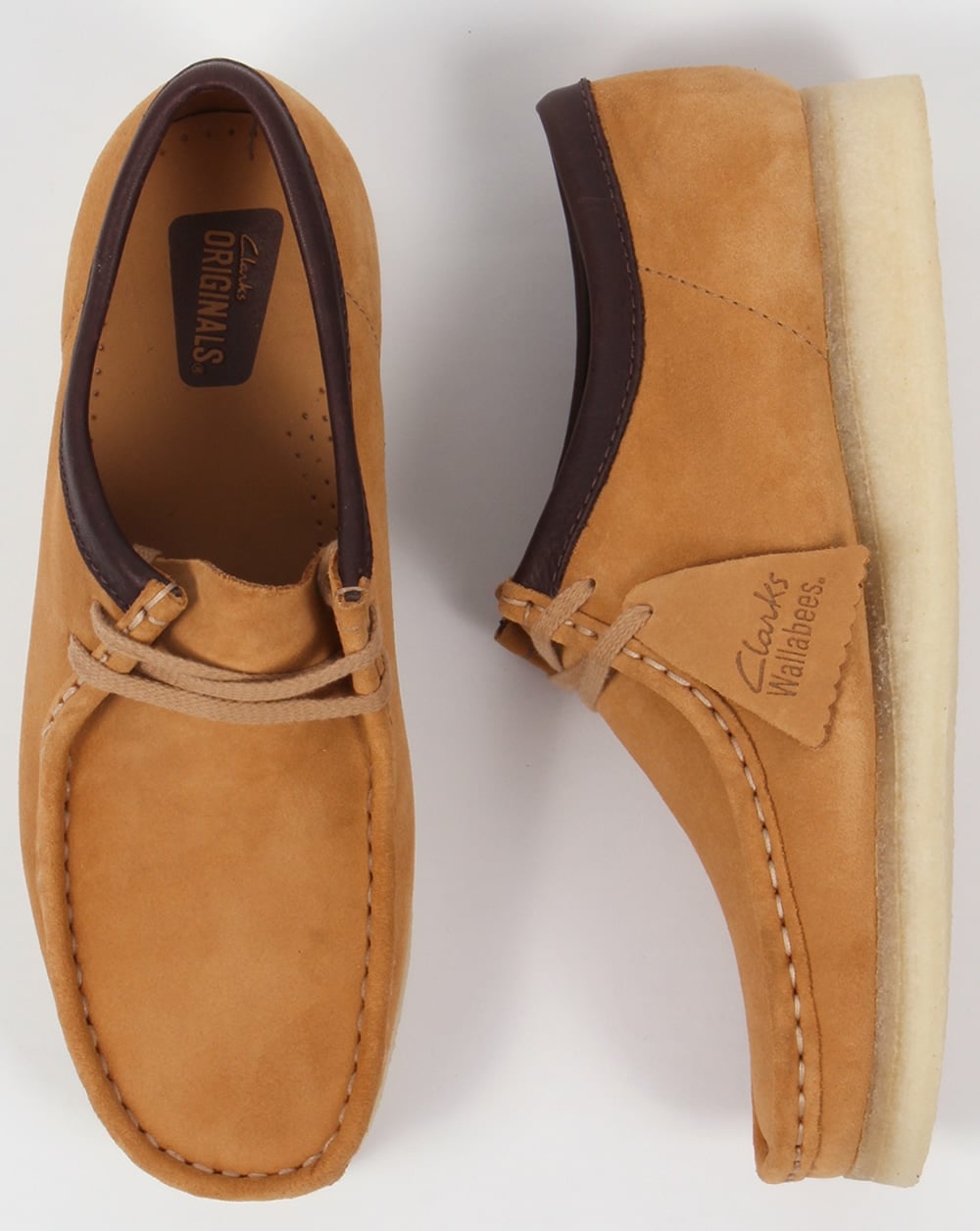 Clarks Originals Wallabee Shoe In Suede Camel