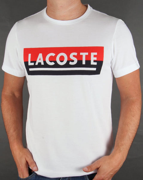 Lacoste Banner Logo T-shirt White/Navy/Red