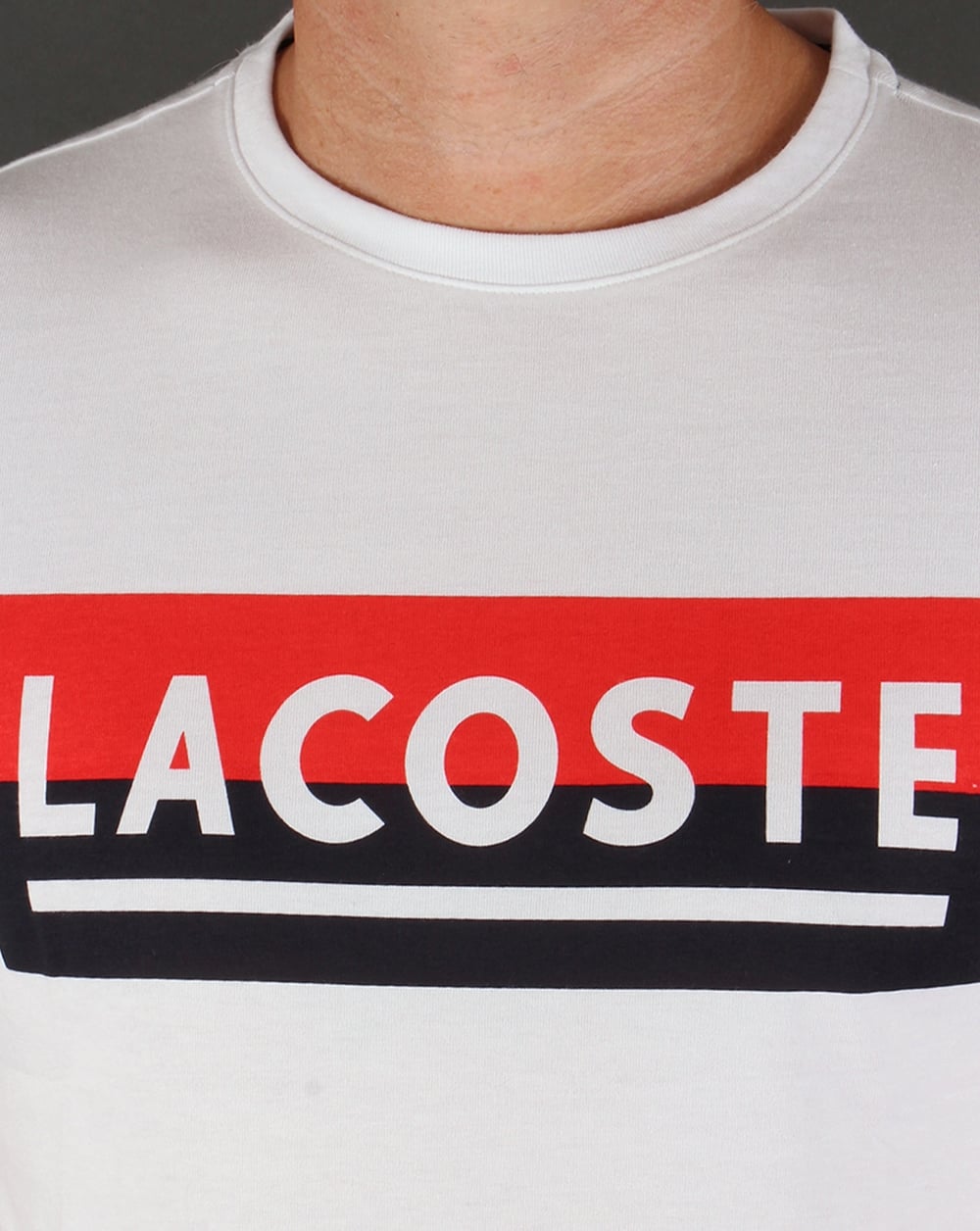 Lacoste Banner Logo T-shirt White/Navy/Red
