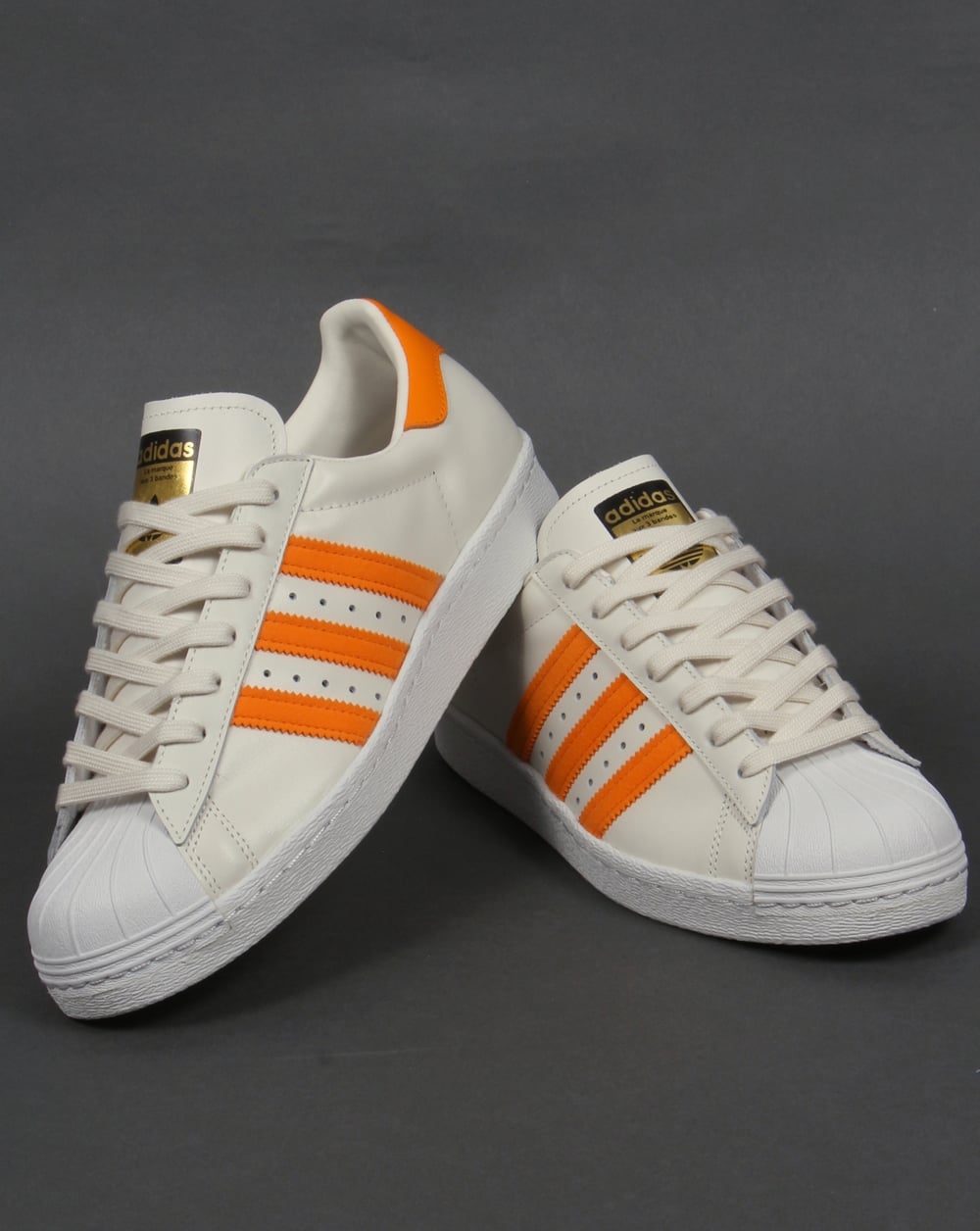Adidas Superstar 80s Trainers Off White/Orange