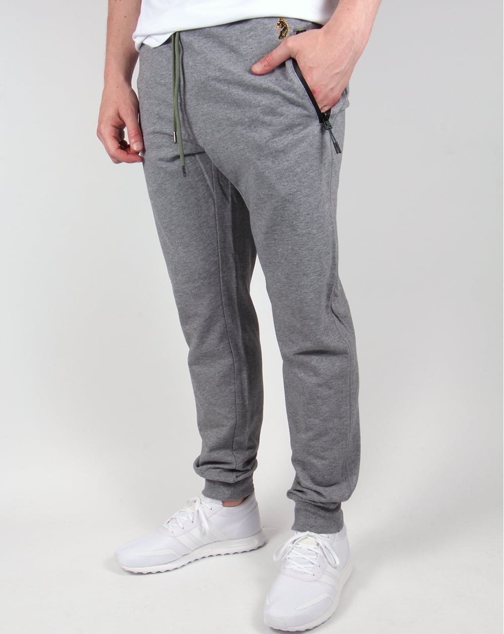 Luke Hiho Track Bottoms Light Grey Marl