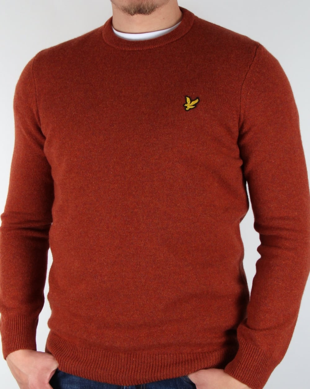 Lyle And Scott Lambswool Jumper Burnt Redwood