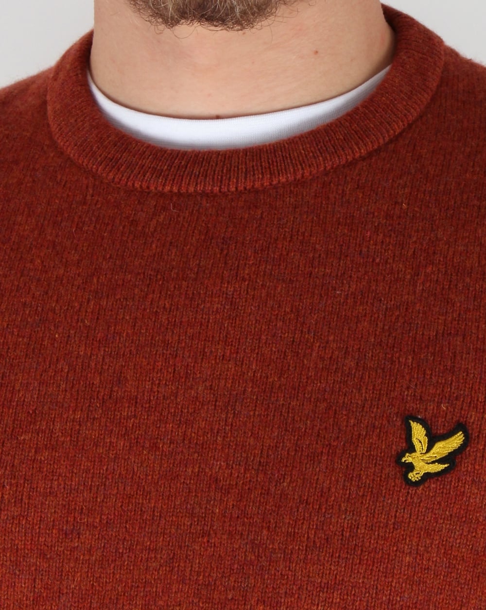 Lyle And Scott Lambswool Jumper Burnt Redwood