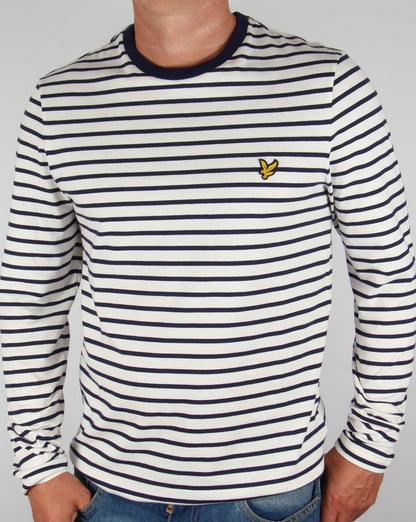 Lyle And Scott Long Sleeve Breton Stripe T-shirt Off White