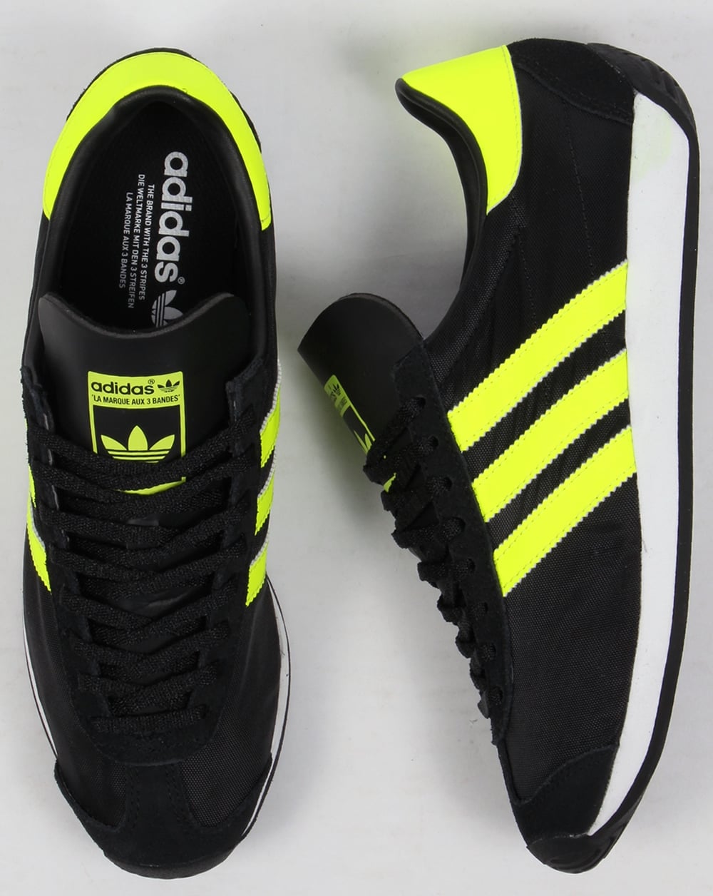 Adidas Country OG Trainers Black/Solar Yellow