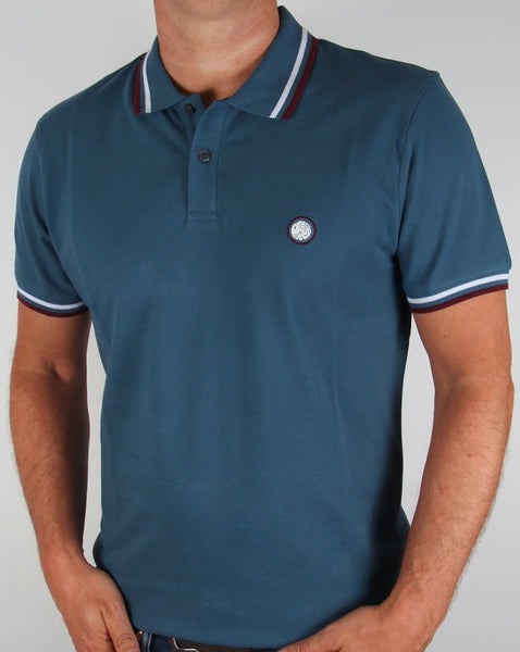 Pretty Green Tipped Polo Shirt Teal Blue