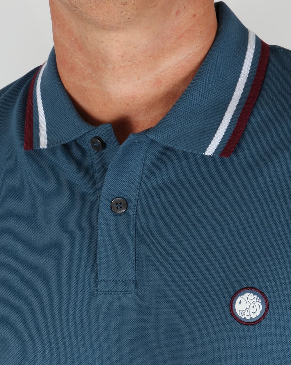 Pretty Green Tipped Polo Shirt Teal Blue