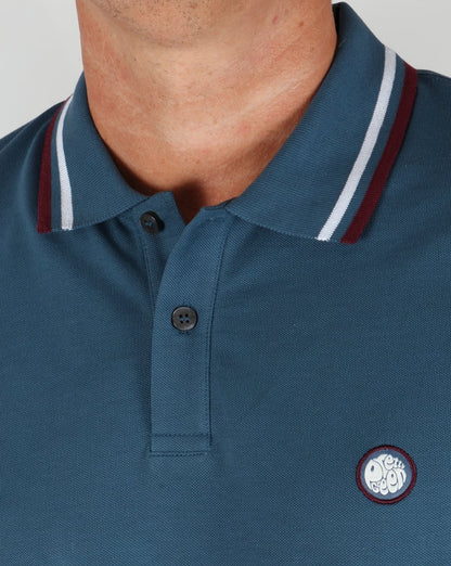 Pretty Green Tipped Polo Shirt Teal Blue