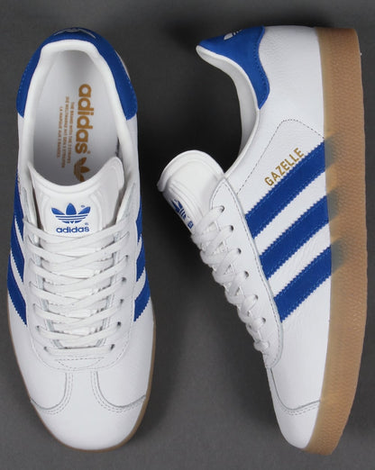 Adidas Gazelle Leather Trainers White/Royal Gum
