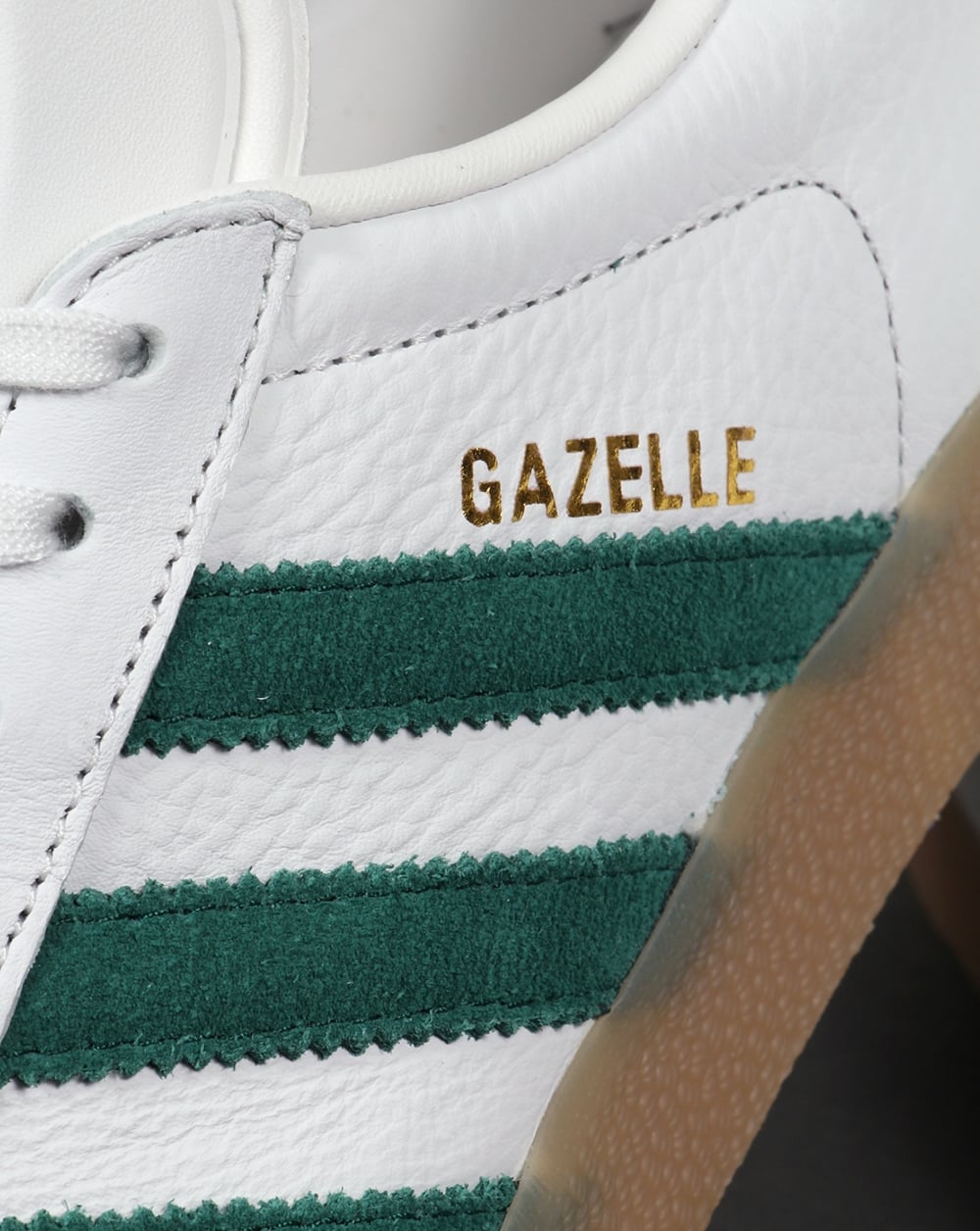 Adidas Gazelle Leather Trainers in White/Green/Gum
