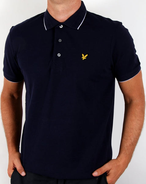 Lyle And Scott Jacquard Collar Polo Shirt Navy