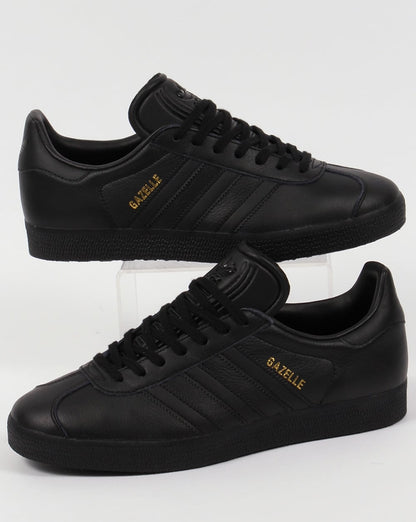 Adidas Gazelle Leather Trainers Triple Black