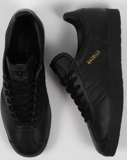 Adidas Gazelle Leather Trainers Triple Black