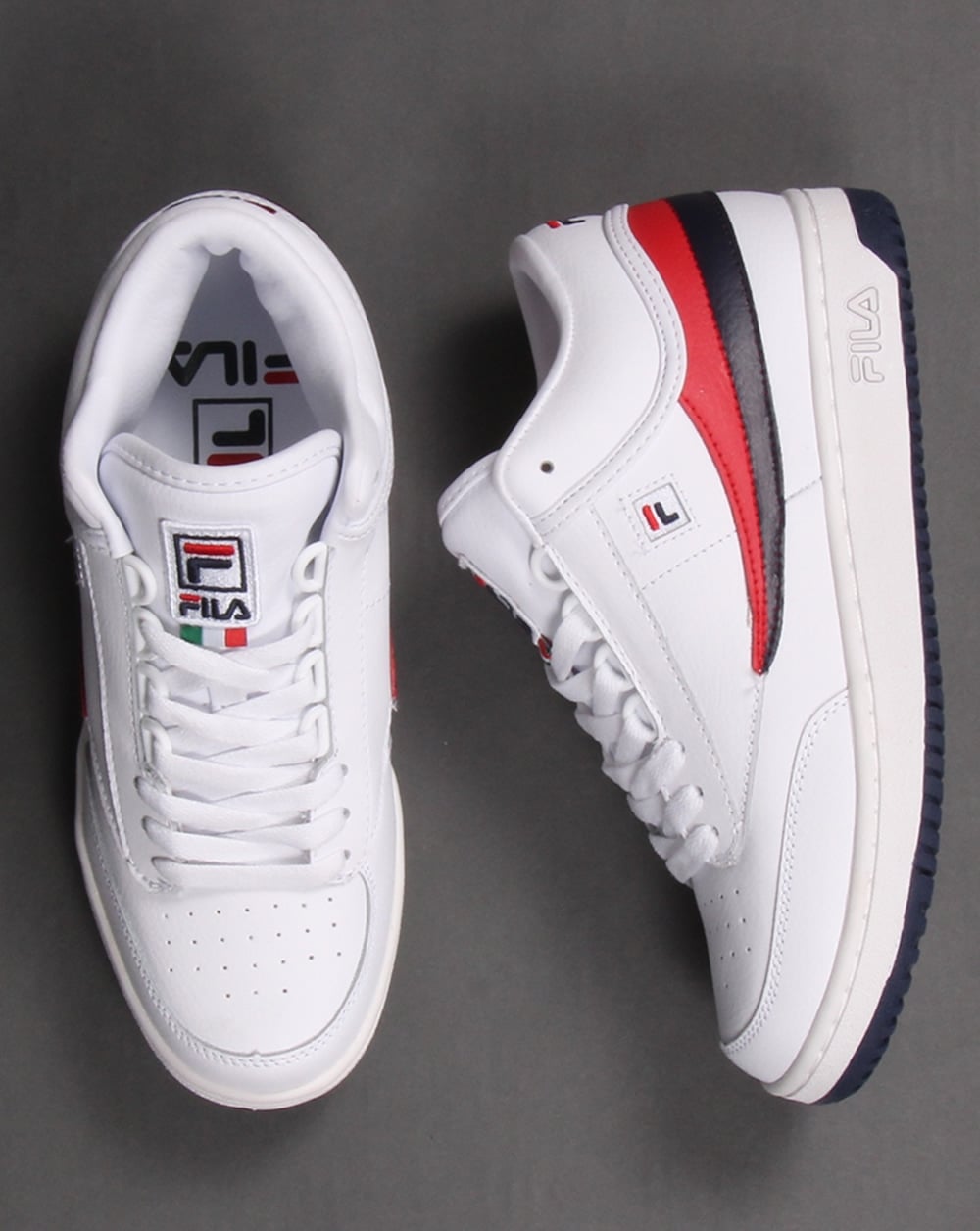 Fila Heritage T-1 Mid Trainers White/Navy/Red