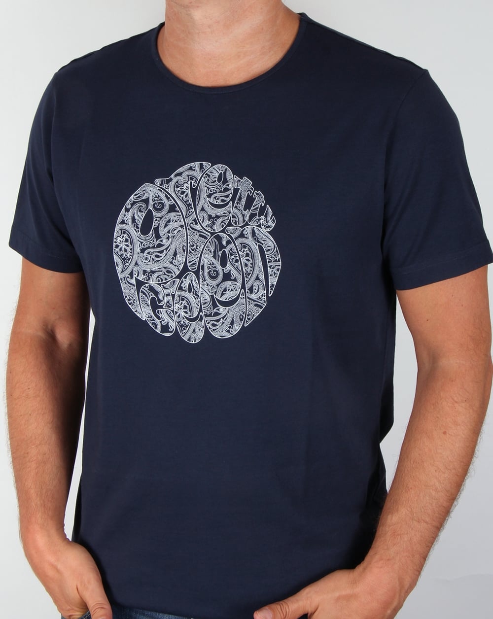 Pretty Green Linear Logo T-shirt Navy