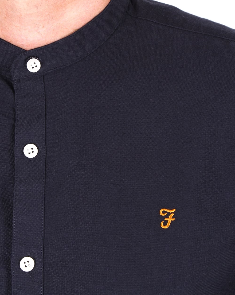 Farah Classic Grandad Collar Shirt Navy