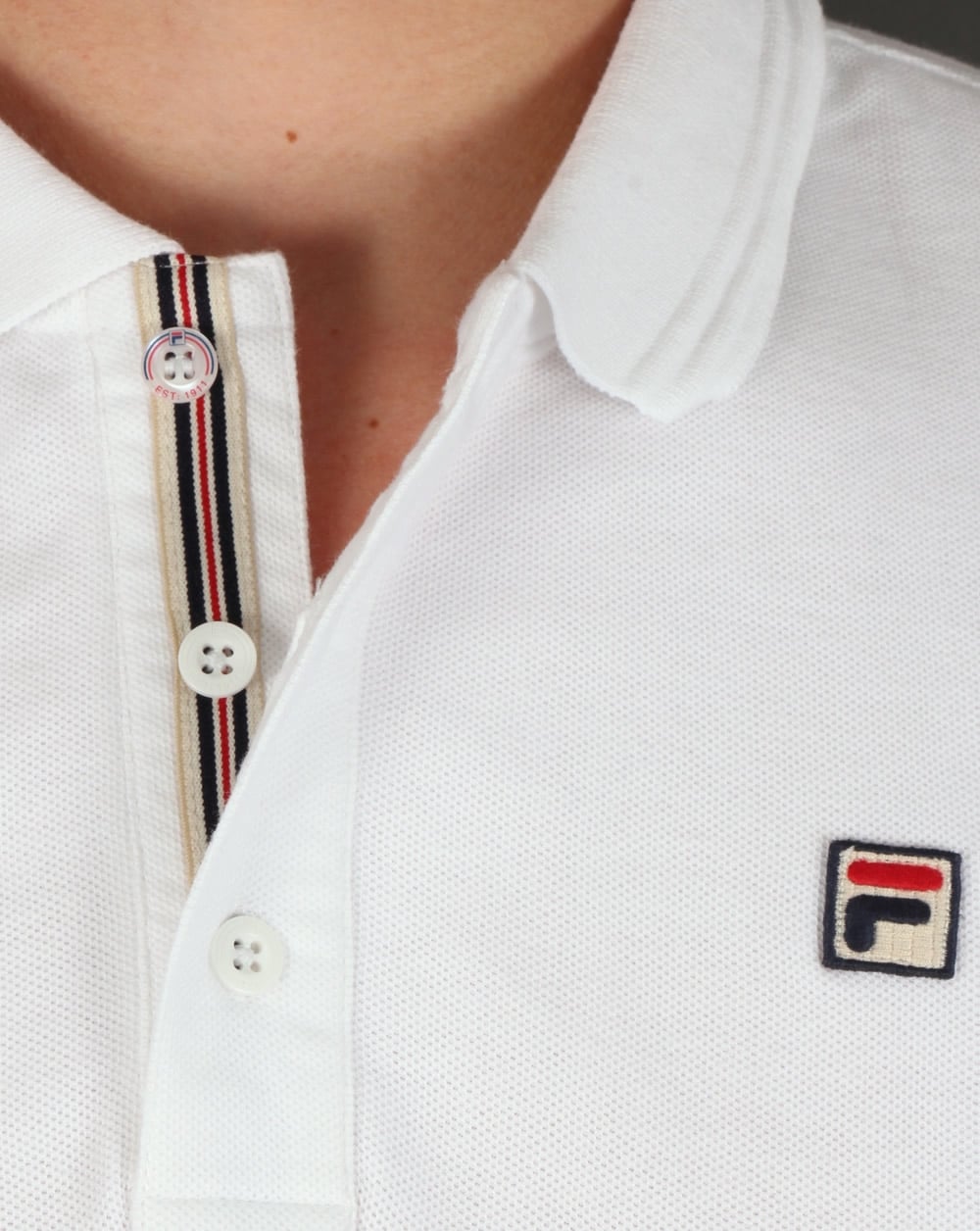 Fila Vintage Padola Long Sleeve Polo Shirt White