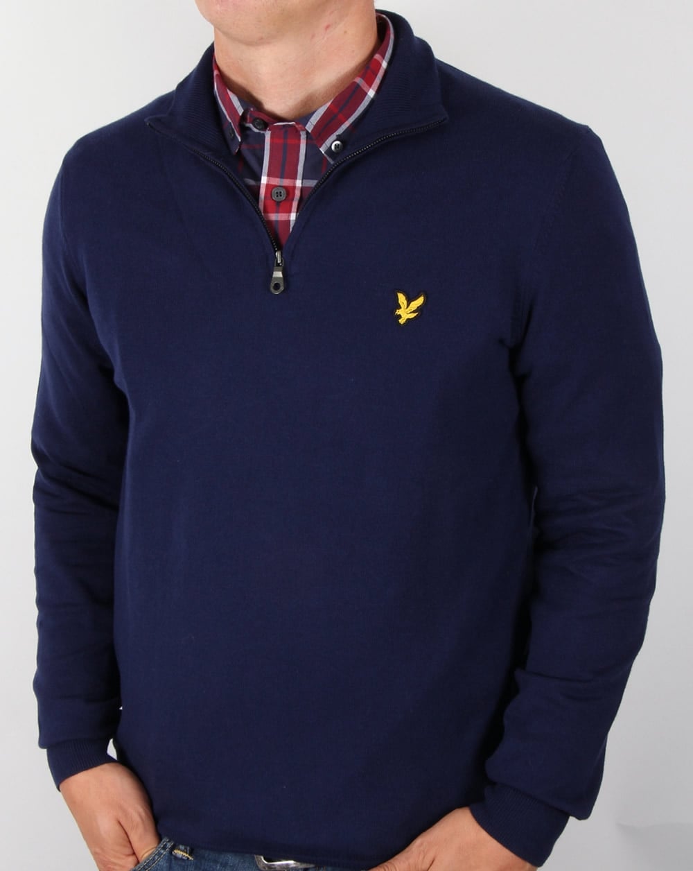 Lyle And Scott Quarter Zip Cotton Merino Jumper Navy