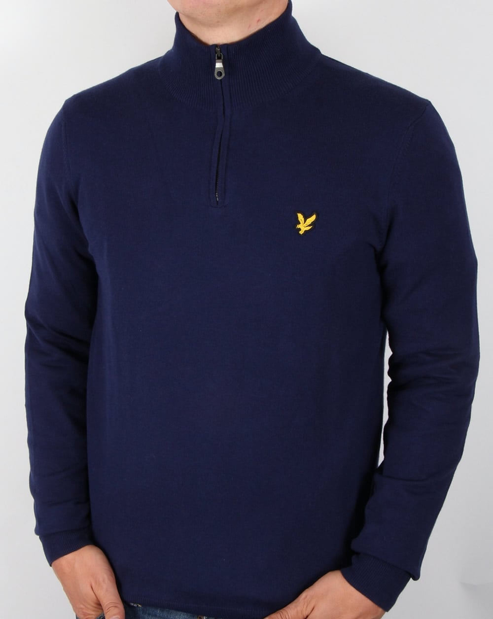 Lyle And Scott Quarter Zip Cotton Merino Jumper Navy