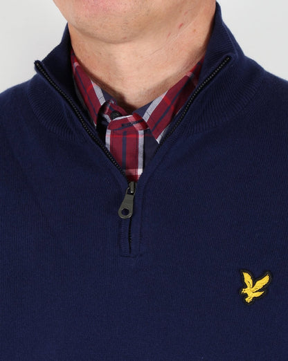 Lyle And Scott Quarter Zip Cotton Merino Jumper Navy